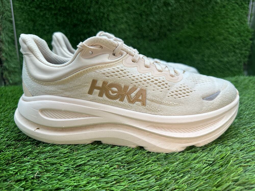 Hoka One One Bondi 9 1162014-VCH Athletic Sneaker Women's 8D Beige Mesh Sports